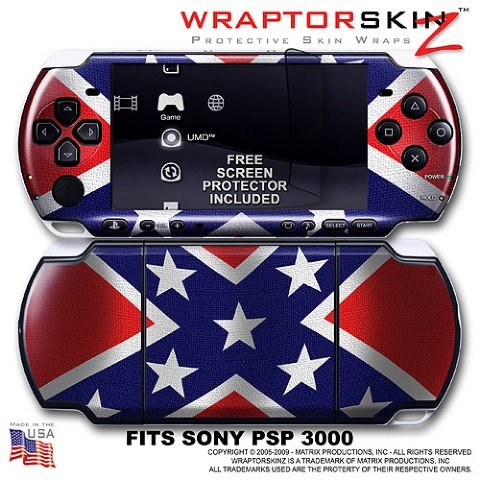 Confederate Flag WraptorSkinz Skin and Screen Protector Kit fits Sony PSP 3000