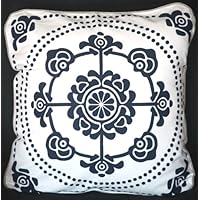 Decorative Cotton Cushion Pillow Cover 18'x18'-Blue Flowers on White