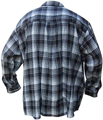 Bay Trading Mens Big and Tall Long Sleeve Heavy Weight Plaid Cotton Flannel Shirt (3X-Large, Black/White)
