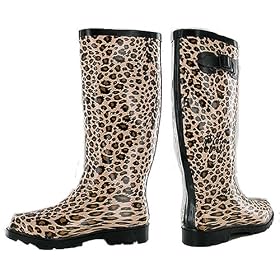 Beige Leopard Print Wellington Boots