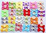 Yagopet 60pcs/30pairs New Dog Hair Bows Topknot Small Bowknot with Rubber Bands Top Quality Pet Grooming Products Mix Colors Varies Patterns Pet Hair Bows Dog Hair Accessories
