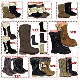 Womens Ladies Fur Lined Rain Moon Ski Snugg Sheepskin Ice Grip Flat Thick Sole Warm Winter Snow Boots Size 3-8