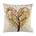 HOSL P42 Cotton Linen Thow Pillow Case Decorative Cushion Cover - Colorful Balloon Love Tree