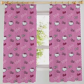 Hello Kitty Candy Spot Pink, Black and White Curtains 66 x 54 inch