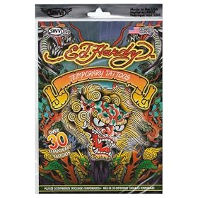 Ed Hardy Temporary Tattoos, Style 1 of 3, Bag of 30 Tattoos