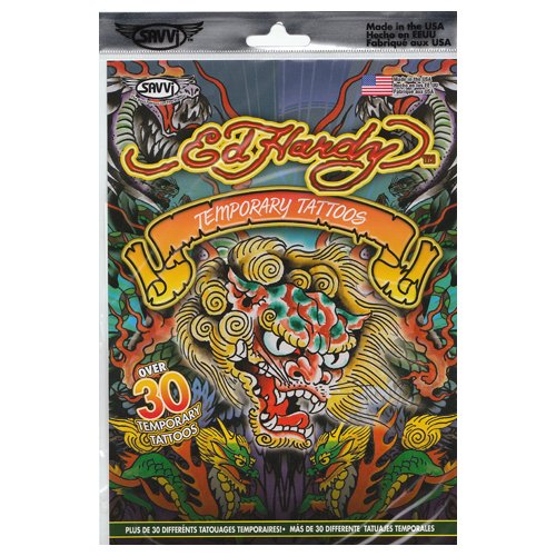 Ed Hardy Temporary Tattoos, Style 1 of 3, Bag of 30 Tattoos