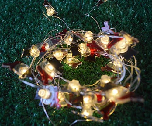QCLED Christams Santa Claus String LED Solar String Lights Solar Lights Xmas Tree Light Decor Solar Santa Claus Black Hat Decorative Holiday Pathway Led Lighting （Warm White, solar power)