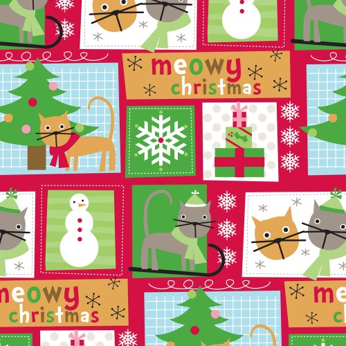 The Gift Wrap Company Jumbo Roll of Premium Whimsical Wonder Gift Wrap, Meowy Christmas, 10-Feet Long (76-5197)