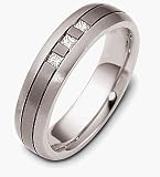 Titanium and Platinum 6mm Diamond Wedding Band Ring
