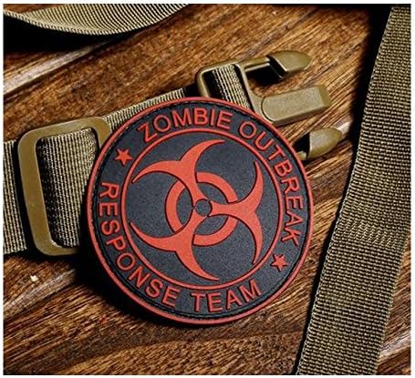 Zombie Outbreak Respond Team 3D PVC Patch Armband Velcro-On Rubber Tactical Gear Travel Patch Diamter 8 cm Red