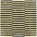 IMAGE OF Ardesia - linee accatastati sticks mesh backed tile in emperador & tra