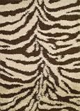 Concord Global Shaggy Modern Zebra Natural 5x7 Rug (1541) Shag
