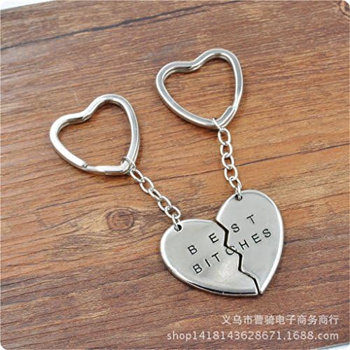 2 Best Bitches Keychain Best Bitches Charm Keychain with Personalized Initial Stamped Keychain Custom Keychain