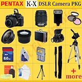 Pentax K x Digital-SLR-Kamera Kit mit DA 18 55mm Lens + HUGE Zubehörpaket EINSCHLIESSLICH WEITWINKEL MACRO + 2X Tele + 3 PC FILTER KIT + 8GB SDHC Speicherkarte + AA-Akkus mit Ladegerät + 2 SCHUTZHÜLLEN + TRIPOD + EINBEINSTATIV & MUCH mehr einschließlich FREE SHIPPING! Pentax K x Digital SLR Camera Kit, with 18 55mm DA Lens + HUGE ACCESSORIES PACKAGE INCLUDING WIDE ANGLE MACRO LENS + 2X TELEPHOTO + 3 PC FILTER KIT + 8GB SDHC MEMORY CARD + AA BATTERIES WITH CHARGER + 2 CARRYING CASES + TRIPOD + MONOPOD & MUCH MORE INCLUDING FREE SHIPPING !!