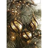 Gold   Chocolate Brown Glitter Swirl Christmas Ornaments By Collections Etc