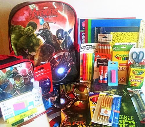 ~MARVEL AVENGERS~Age of Ultron~Super Heroes Backpack &amp; Lunch Bag PLUS TONS of School Supplies!