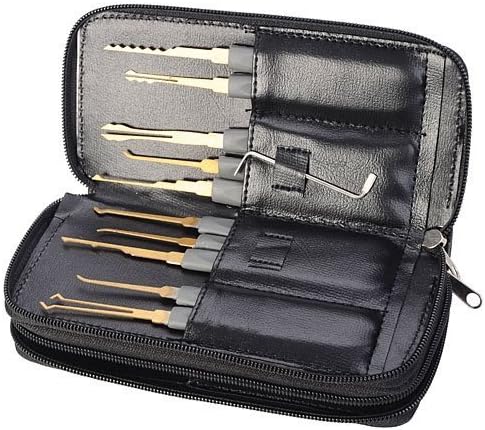 Cool Cargo Leather Packing Titanium Metal 10 Single Hook Lock Picks + 10 Scissors Style Lock Opener (24-in-1) by Cool Cargo Gadget