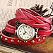 Ailisha Lady Women Fashion Wrap Around Bracelet Red Long Leather Quartz Watch