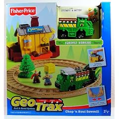 Fisher-Price - GeoTrax - Rail & Road System - Chop 'n Haul Sawmill / S�gem�hle - The 'Hardest Working' Team in GeoTown - mit Stumpy & Miter & einen Snap-Lock Track Rundkurs - OVP