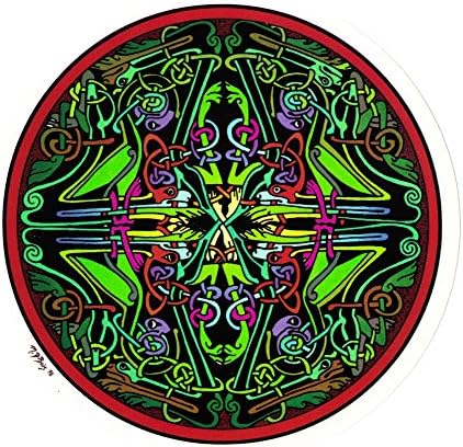 6" Unique Green Pink Mandala Sticker Celtic Knots Decal