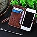 Cornmi design for iPhone 5 Case, Premium Vintage Flip Wallet Leather Magnetic Closure Cover Skin for iPhone 5S with Card Slots, Cash Compartment and Wrist Strap (Brown)