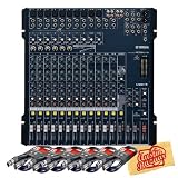 Yamaha MG166CX-USB 16-Input 6-Bus USB Rack Mountable Mixer Bundle with Six Stagg 20-Foot XLR-XLR Cables and Polishing Cloth