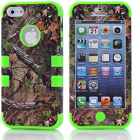 iPhone 5/5S/SE Case, Kecko® Defender,SHOCKPROOF+DIRTPROOF+SCRATCHPROOF Heavy Duty Tree Camo Tough Armor Tree Camoflauge Protective Hybrid Rugged Case for iPhone 5/5S/SE (forest green)