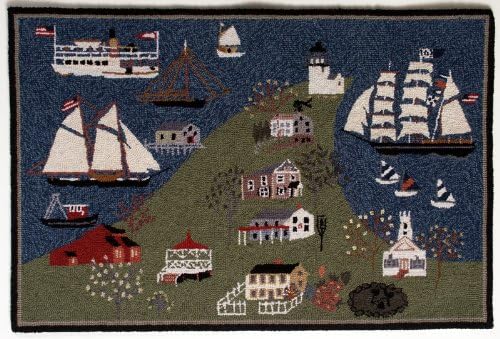 Nautical Decor Beach Decor Wool Rug 2 ft. x 3 ft. Nantucket Lighthouse Brandt Point