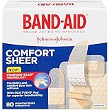Band-Aid Brand Adhesive Bandages, Comfort Sheer, Assorted, 80 Count