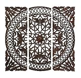Set of Three Intricately Carved Decorative Wood Wall Panels