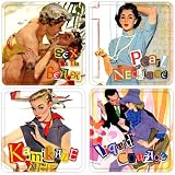 Eco Bamboo Coaster Set of 4 Kamikaze/Pearl/Sex/Courage