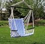 Deluxe Harmony Blue and White Hanging Hammock Sky Swing Chair