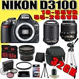 Nikon D3100 14.2MP Digital SLR Camera w/ Nikon 55-200mm f/4-5.6G ED IF AF-S ....