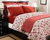 Pinzon 160-Gram Printed Flannel Full/Queen Duvet Cover, Brick Floral