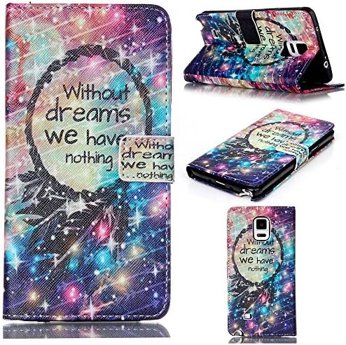 Note 4 case,Galaxy Note 4 Wallet Case,Leather Case,Card Slots PU Leather Flip Wallet Case Cover For Samsung Galaxy Note 4 [Without Dreams We have Nothing]