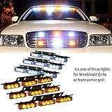 XKTTSUEERCRR 54 LED Emergency Vehicle Strobe Lights Bars Warning Deck Dash Grille Amber/White