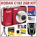 Kodak Easyshare C182 12MP Digital Camera in Red + 2GB Accessory Kit