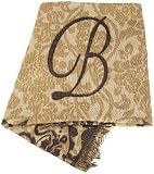 Direct Home Textiles Group Monogram B 50 by 60 Throw, Tan/Black Direct Home Textiles Group Monogram B 50 by 60 Throw, Tan/Black