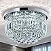 Saint Mossi Modern K9 Crystal Raindrop Chandelier Lighting Flush Mount LED Ceiling Light Fixture Pendant Lamp for Dining Room Bathroom Bedroom Livingroom 9 E12 LED Bulbs Required Height 11 x Width 20
