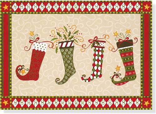 Dancing Stockings Holiday Boxed Cards (Christmas Cards, Holiday Cards, Greeting Cards) (Deluxe Holiday Card)