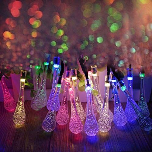 Okcolorfal Outdoor String Lights 20 LED 15.7ft Colorful Waterdrop LED Lights Solar Powered Decor Light for Outdoor Garden Patio Party Christmas(Multi-color)
