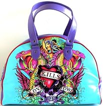 Ed Hardy Love Kills Slowly Design Large Bowling Bag - Aqua