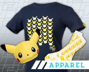 T-shirts, hats, jackets featuring Pokemon characters