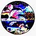 Dolphins Jumping Out of a Moonlit Ocean with Turtles & Sealife - Sticker / Decal