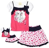Dollie & Me Girls 2-6x  Ruffle Hem Dress With Legging Set and Matching Doll Garment