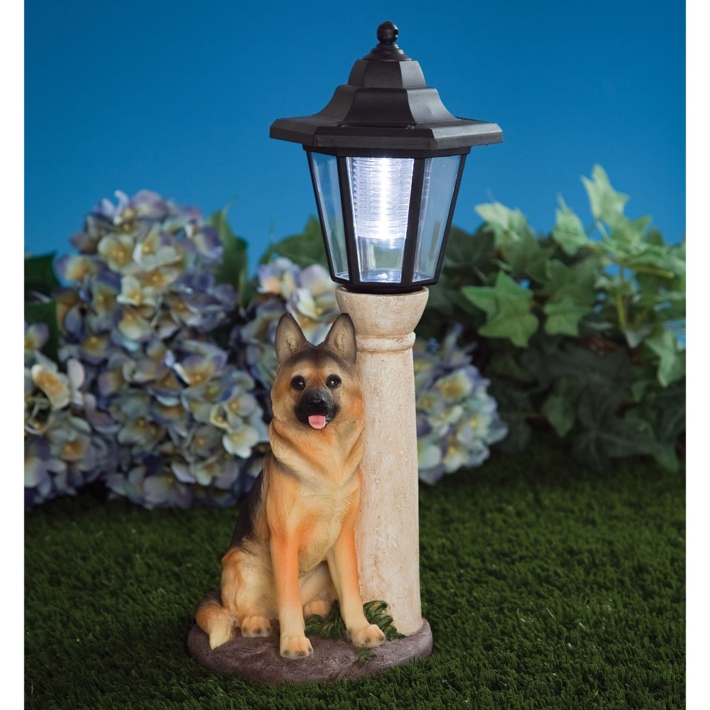 Outdoor Solar Power LED Lantern Dog Sculpture Path Light Home Garden