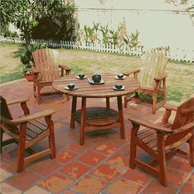 VIFAH V393SET1 Outdoor 5-Piece Adirondack Dining Set, Natural Wood Finish, 48 by 48 by... by Vifah