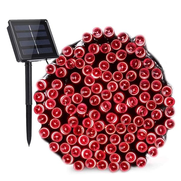 Solar Christmas Lights Red Lights 72ft 200 Led 8 Modes Solar