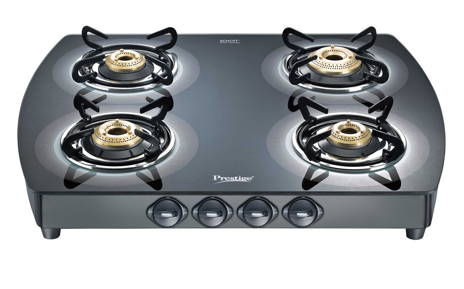 prestige gas stove 4 burner schott glass