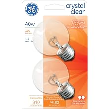 GE Lighting 31109 40-Watt Crystal Clear G25 Vanity Globe Light Bulb, 2-Pack